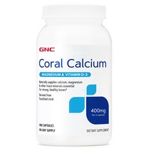 GNC 코랄 칼슘 마그네슘 & 비타민 D3 400mg 캡슐 글루텐 프리, 180개입, 1개