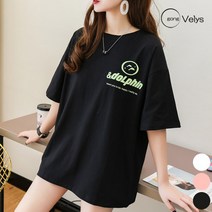 0 velys 여성용 어디에나 캐주얼한 코디 돌핀 오버핏 반팔티 CST1354