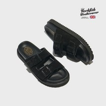 락피쉬웨더웨어 LEATHER TWO BAND SLIPPERS - BLACK