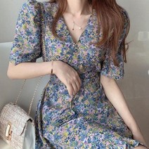 상큼한 꽃무늬 오피스룩 데이트룩 화사한 봄여름 원피스