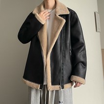 숄카라 가죽에 기모도톰남여 겨울루즈핏캐주얼점퍼D012-P125