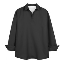 남성용 빅사이즈 반오픈 셔츠 오버핏 긴팔 카라 무지