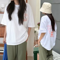 하늘바라기 여성용 스누피 박스 나염 티