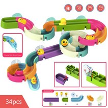 홈사우나 목욕 장난감 아기 욕실 오리 DIY 트랙 욕조 어린이 놀이 물 게임 도구 샤워 벽 흡입 세트 어린이용, [03] 34pcs