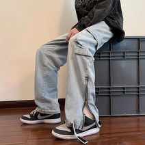 봄과 가을 바지 지퍼 청바지 남성 스트레이트 조수 브랜드 일본 복고풍 하이 스트리트 미국 9 툴링