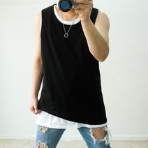 민소매 레이어드 롱 나시 (XL~3XL) 밑단트임 빅사이즈나시