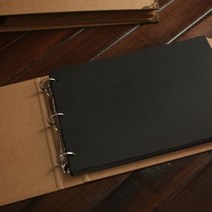 아날로그 수제 노트 포토북 감성 선물 DIY 사진 앨범 3 홀 루스 리프 책 빈 골판지 손으로 그린 낙서 학생 동급생 기록, 검은색 마분지 내부 페이지