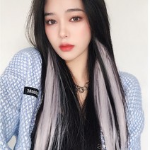 하이유니 와이드프리미엄 브릿지 트윙클 여자 여성 붙임머리 헤어 피스 부분 가발, 6.애쉬퍼플 (너비:5cm/기장:60cm)