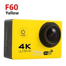 액션캠 바디캠 자전거블랙박스 유튜브용 브이로그카메라 액션 카메라 울트라 HD 4 K WiFi 캠코더 16MP 170 go Deportiva 2 인치 f60 30M 방수 스포츠 pr, [07] F60 Yellow, [04] Option 3