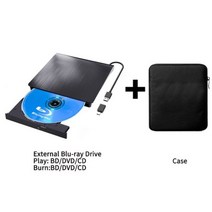블루레이ODD 외장 리핑 4K 재생 플레이어 USB 3.0 Blu-ray 버너 4K CD/DVD/BD 플레이어 라이터 외부 드라이, 02 Blu-ray- Black-Case