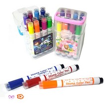 꼬마또래 스탬프 컬러팬 12색 칼라펜 문구 18색 학용품 마킹펜류, 블루