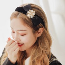 (로라하-핸드메이드) 성인 여성 고급 연주회 공연 보석 크리스탈 포인트 리본 머리띠 헤어밴드 델루나