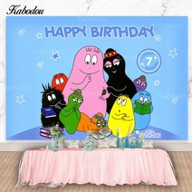 Kabodou Barbapapa 가족 사진 배경 생일 축하 베이비 샤워 장식 배너, 07 09_14 Polyester 150x100cm