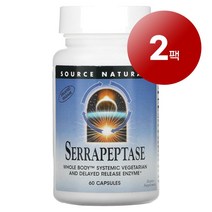 Source Naturals 소화 장 건강 관리 세라펩타제 Serrapeptase 60정 1팩, 2팩