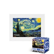 퍼즐피플 미니큐브 명화 108피스 직소퍼즐, 미니큐브 별이빛나는밤 108피스 액자포함(108피스자체제작화이트), 108p