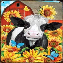 미니간판 안내표지판 도어사인 Vintage Sunflower Metal Poster Signage Tin Painting Plaque Home Garden Farm Modern W, 15.15 - 20x30cm