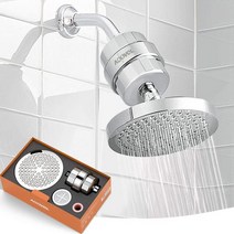 ADOVEL 고출력 샤워 헤드 및 하드 워터 필터 염소 유해 물질을 제거하는 15 단계 욕실 용 연수제 레인 교체 가능한 카트리지 1 개, Shower Head Filter