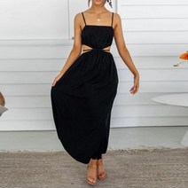 린넨 롱원피스 허리와 여름 코튼 원피스 드레스 해변 휴일 긴 서스펜더 기질