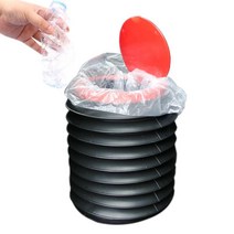 자동차 쓰레기통 4L 개폐식 접이식 자동차 쓰레기통 뚜껑 쓰레기 케이스 캠핑 여행용 물 저장 버킷, 덮개가 없는 balck, 4리터, 보여진 바와 같이