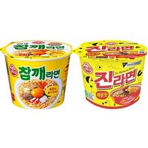 오뚜기 진라면 매운맛큰컵 6개+참깨라면 큰컵 6개 (총12개) 전자레인지 이용 가능 컵라면 편의점라면 큰사발면 큰컵라면, 12Ea