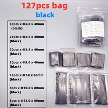 127 530 개 2:1 수축 절연 열 튜브 와이어 및 케이블 데이터 보호 커버 전자 DIY, 05 127pcs Black
