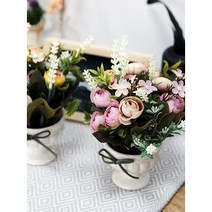 히얼라이프 쉐비로즈 미니 조화 화분 핑크 옐로우, 핑크계열