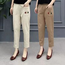 여자 봄여름 슬렉스 바스락 밴딩 스판 9부 베기 팬츠 슬랙스