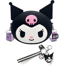 ZIPPOCKRARAFIL Kuromi 키체인 액세서리가 있는 가방 귀여운 물건 숄더백 블랙.