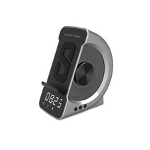 Wyetron 3in1 무선 충전기 블루투스 스피커 시계 알람, 그레이, 1개
