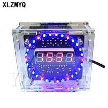 DS1302 DIY 회전 디지털 LED 디스플레이 모듈 알람 전자 시계 키트 51 SCM 실습 보드 5V, [01] With Case