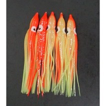 푸른바다피싱 꼴뚜기루어 8cm 12cm 소형 대형 야광 꼴뚜기웜 꼴뚜기채비 5개입, 주황