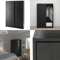 이케아 독립형 옷장 RAKKESTAD 라케스타드 미닫이 옷장 블랙브라운 117x176 cm