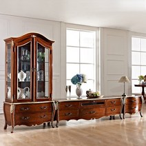 [미즌하임] 로잔 거실장 세트 (엔틱/화이트), 색상:엔틱브라운