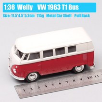 1:36 스케일 클래식 빈티지 자동차 웰리 다이캐스트 차량 금속 1963 T1 버스 컴비 마이크로 버스 모델 미니어처 자동차 풀 백 장난감 어린이 다이캐스트, 폭스바겐 1963 T1 버스
