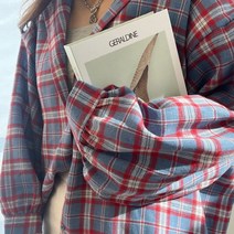박시핏 오버핏 소매벌룬 언발 체크 셔츠 남방