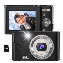 Zostuic 디지털 카메라 자동 초점 1080P 4800만 화소 디지털 카메라 콘디지 16배 디지털 줌 촬영 컴팩트 경량 초보자용 32g 메모리 카드