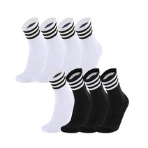 [머스타브] 여성 여자양말 고급양말 쿠션 크루삭스 8켤레, 화이트 5팩 + 블랙 3팩