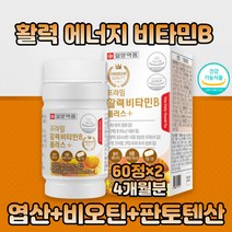 스테아린산 마그네슘 엽산 복합 활력 비타민b 60정×2 이산화규소 치자황색소 vitamin B 판토텐산 칼슘 나이아신, 2개