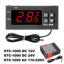 릴레이 24V 조절기 냉각 10A 220V 가열 1000 STC LED 110V 12V 디지털 온도 인큐베이터, 01=24V