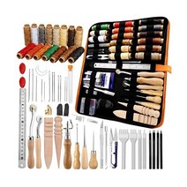 BAGERLA Leather Working Tools Leather Sewing Kit with Waxed Thread Needle Awl Groover Tracing Wheel