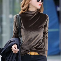 여성 긴팔 벨벳 티셔츠 블라우스 슬림핏 무지 im05