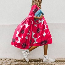 여성 린넨 원피스 롱 스커트 데님 빅싸이즈 비치웨어 정장 Boho-우아한 빈티지 하프 슬리브 드레스 여성용 꽃 프린트 라운드 넥 비치 드레스 2023 여름