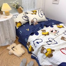 차렵이불 세탁기사용가능 싱글 애니매이션 순면 3피스세트 얇은타입 물세척가능 여름이불 4종세트 시원한여름이불 시원한이불