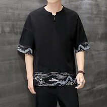 남자 춘추 린넨 생활 퓨전 반팔 개량 한복 바지 세트 면마 투피스