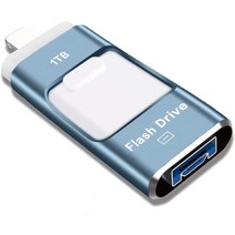 USB 플래시 드라이브 1TB iPhone/iPad용 포토 스틱 USB 3.0 펜 드라이브 외부 저장 메모리 스틱 iPad/iPod/Mac/Android/PC와 호환 가능, Blue