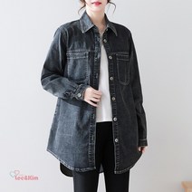 리앤킴 여성 봄 빅사이즈 빈티지 데님 셔츠 상의 L2346