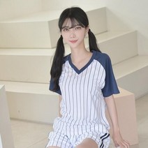 V넥 스트라이프 야구티셔츠 (10colors) 티셔츠 반티 컬러 단체복 단체 체육대회