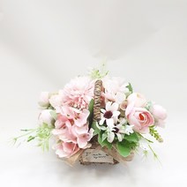 영하우스 미니조화꽃다발 꽃바구니 납골당꽃 성묘꽃 산소꽃 납골당장식, 퐁퐁믹스꽃바구니 핑크
