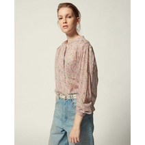 실크블라우스 럭셔리블라우스 여성 셔츠 2021 가을 새로운 스타일 Pleated v-목 꽃 인쇄 숙녀 느슨한 블라