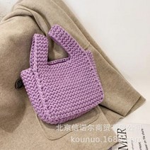 손뜨개 코바늘 가방 뜨개질 손목 핸드백 수제 로프 클러치 지갑 고토트 쇼핑, Purple